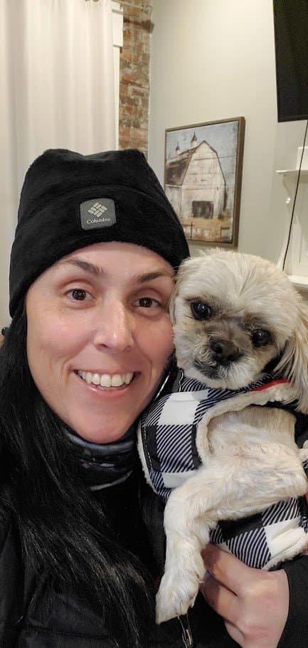 Paris bundled up with Momma in a black beanie in Savannah